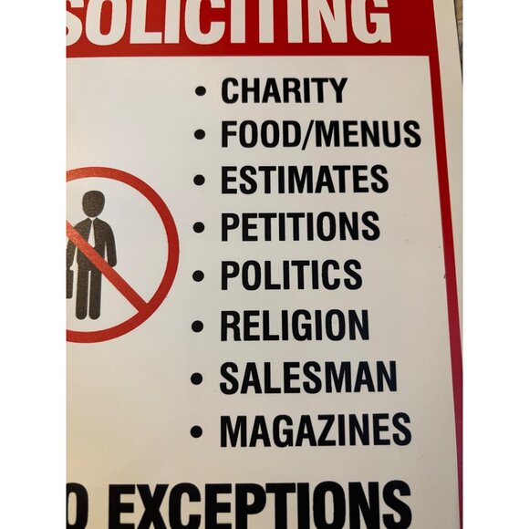 No Soliciting Metal Sign 7"x10" New - Picture 3 of 4